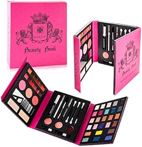 SHANY Beauty Book Makeup Kit All in one Travel Makeup Set - 35 Colors Eyeshadow, Eye brow, makeup blushes, powder palette,10 Lip Colors, Eyeliner pens & makeup Mirror - Holiday Makeup Gift Set SHANY