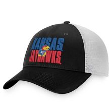 Men's Top of the World Black/White Kansas Jayhawks Stockpile Trucker Snapback Hat Top of the World