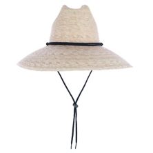 Ctm Wide Brim Crushable Straw Lifeguard Hat With Chin Strap CTM