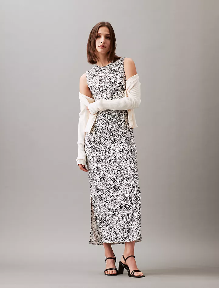 Изысканное платье макси из джерси с принтом Calvin Klein