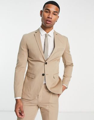 Jack & Jones Premium super slim fit suit jacket in beige  Jack & Jones