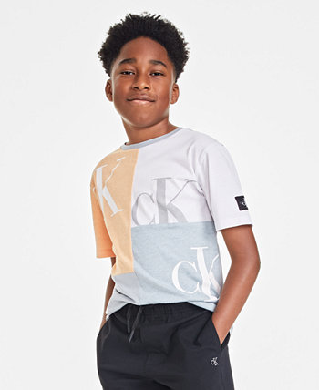 Хлопковая футболка с короткими рукавами и рисунком Big Boys Block Party Calvin Klein