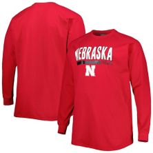 Мужская футболка Scarlet Nebraska Huskers Big & Tall Two-Hit с длинными рукавами Profile