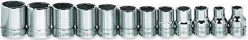 Williams JHWMSB-12HRC 3/8-Inch Drive Shallow Sockets, 6-Point Metric, 12-Piece Set Williams