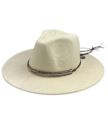Women's Packable Panama Hat with Beaded Trim Marcus Adler