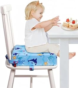 Toddler Booster Seat for Dining Table, Stronger Support Booster Seat for Table Washable 2 Safer Straps Non-Slip Bottom Portable Booster Seat for Kids Child Baby Increasing Cushion for Travel Home Czrrzl