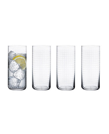Бокал для длинных напитков Finesse Grid, 4 предмета, 11,75 унций Nude Glass