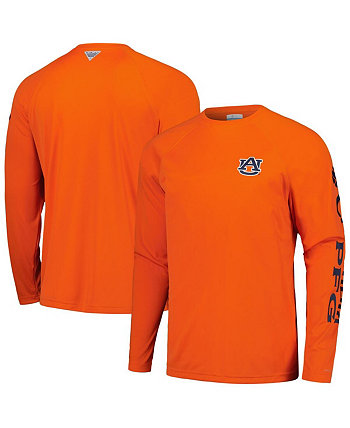Мужская оранжево-каштановая футболка Tigers Terminal Tackle Omni-Shade реглан с длинным рукавом Columbia