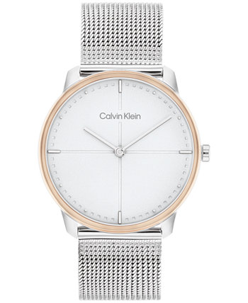 Серебристые часы-браслет из нержавеющей стали унисекс 35 мм Calvin Klein