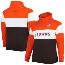 Men's New Era Brown Cleveland Browns Big & Tall Throwback Colorblock Raglan Pullover Hoodie New Era