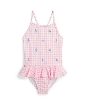 Цельный купальник-поло для малышей и маленьких девочек с оборками и круглым вырезом Polo Ralph Lauren