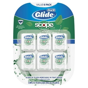 Oral-B Glide Dental Floss with Scope Mint Flavor, 40m Each, 6 Pack Oral-B