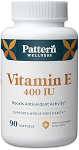 Pattern Wellness Vitamin E 400 IU Supplement - Boosts Antioxidant Activity - Supports Whole Body Health - Fights Against Cellular Damage - 3rd Party Lab Tested - 90 Soft Gels Pattern Wellness