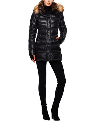 Women's Chelsea High-Shine Faux-Fur-Trim Hooded Puffer Coat S13