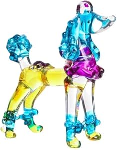 Hand Blown Art Glass, Miniature Animals Collection, Dollhouse Miniatures, Decorations, Seasonal Gift, Souvenirs. (Blue Sky/Purple/Yellow Colors Dog) DUONGJAIS BRAND