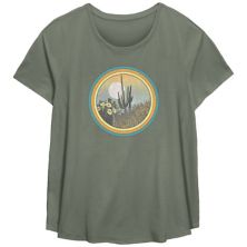 Плюс размер Fifth Sun Винтажная футболка с рисунком кактуса пустыни и виньеткой с круглым вырезом FIFTH SUN