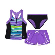 Купальник ZeroXposur Для девочек Zip Front Tankini, Brief & Shorts ZeroXposur