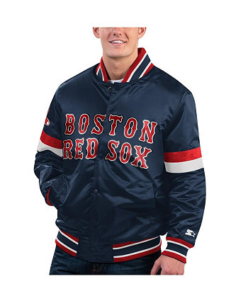 Мужская темно-синяя атласная университетская куртка с потертостями Boston Red Sox Home Game Starter