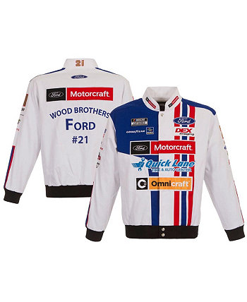 Мужская белая куртка Harrison Burton Motorcraft Twill Uniform Full-Snap JH Design