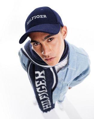 Tommy Hilfiger monotype corduroy cap in space blue Tommy Hilfiger