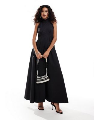 Черное хлопковое платье макси с воротником-халтером Sister Jane — часть комплекта Sister jane