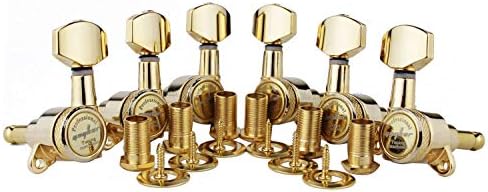 Guyker Guitar Locking Tuners (3L + 3R) - 1:18 Lock String Tuning Key Pegs Machine Head Replacement for ST TL SG LP Style Electric, Folk or Acoustic Guitars - Antique Bronze Guyker