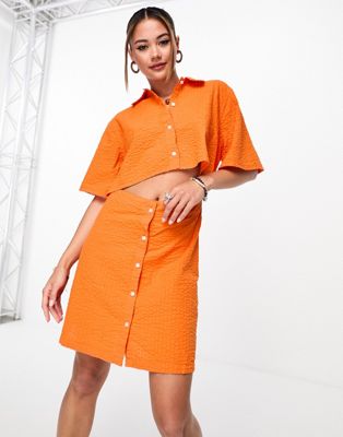 Ярко-оранжевое платье-мини-рубашка с вырезами JJXX JJXX
