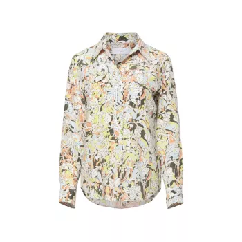 Тонкая шелковая рубашка с цветочным принтом и пуговицами спереди EQUIPMENT