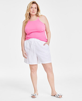 Trendy Plus Size Linen-Blend Shorts, Created for Macy's On 34th