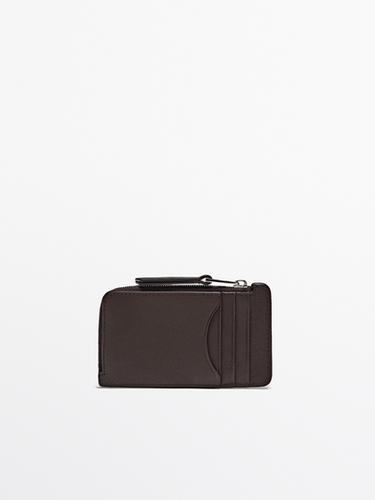 Nappa leather zipped card holder Massimo Dutti