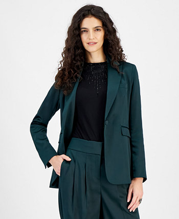 Женский атласный пиджак с длинными рукавами и пуговицами спереди, созданный для Macy's Bar III