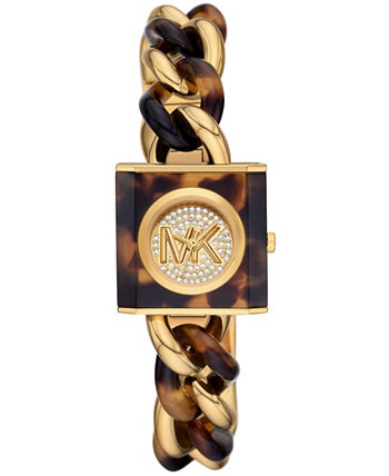 Женские часы из нержавеющей стали с черепаховым узором и золотистым браслетом с тремя стрелками, 25 мм Michael Kors