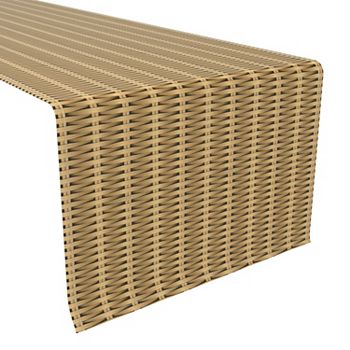 Table Runner, 100% Polyester, 12x72", Cane Weave Baskets Fabric Textile Products