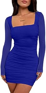 Женское Вечернее платье BORIFLORS Sexy Ruched Bodycon Mini с длинным рукавом BORIFLORS