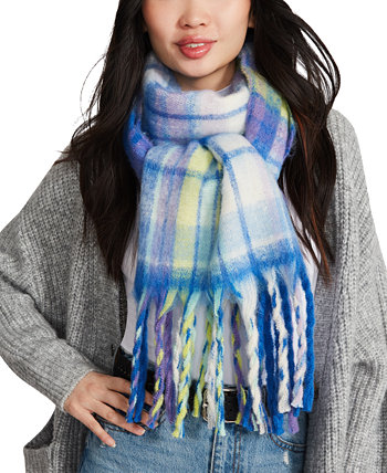 Женский разноцветный клетчатый шарф с бахромой Steve Madden