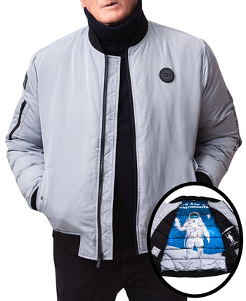 Мужская куртка-бомбер с капюшоном в стиле НАСА и внутренней отделкой с принтом космонавта Space One