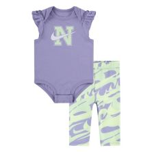 Baby Girls Nike Bodysuit And Swoosh Printed Leggings Set Nike