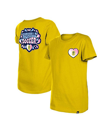 Желтая футболка Big Girls 5th and Ocean от Nashville SC, меняющая цвет New Era