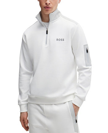 Men's 3D-Logo Cotton-Blend Zip-Neck Sweatshirt BOSS