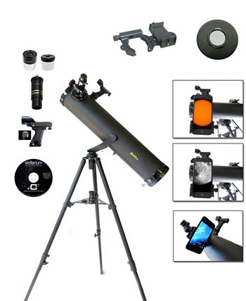 Комплект астрономического телескопа 800 мм x 95 мм с адаптером для смартфона и крышкой солнечного фильтра Galileo