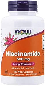 NOW Foods Niacinamide 500mg Vitamin B-3 Capsules (Капсулы), 100 Count (3 Pack) NOW Foods