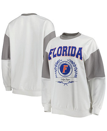 Women's White Florida Gators It's A Vibe Dolman Pullover Sweatshirt Gameday Couture
