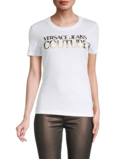 Металлизированная футболка с логотипом Versace