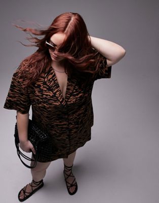 Сувенирное платье-рубашка с животным принтом Topshop Curve Topshop Curve