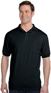 Hanes Cotton-Blend Jersey Men's Polo with Pocket_Black_2XL Hanes