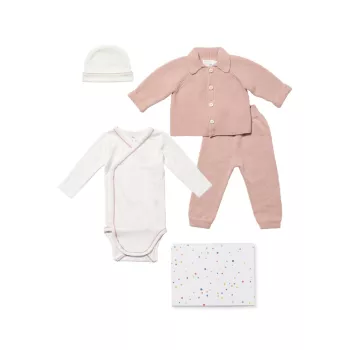 Baby's 4-Piece Essentials Beanie, Bodysuit &amp; Knit Gift Set Oso & Me