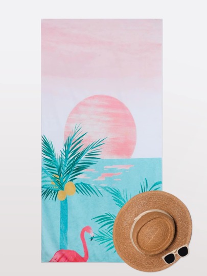 Пляжное одеяло с узором фламинго с принтом SHEIN