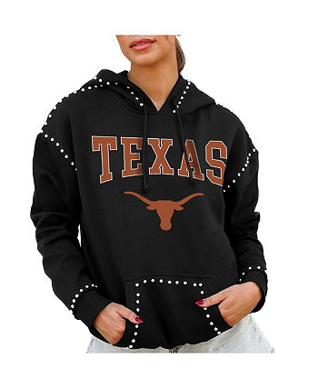 Women's Black Texas Longhorns Studded Pullover Hoodie Gameday Couture