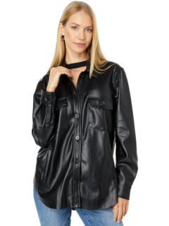 Leather Shirt Jacket with Pockets in Suspicious Mind Blank NYC