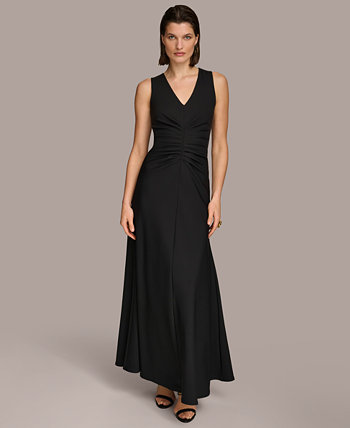 Женское платье с v-образным вырезом и рюшами Donna Karan New York
